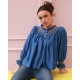 Cleopatra Blouse Cobalt Silk Cotton Sapphire with Vanilla Hand Smocking Edition 33 Cleopatra Blouse Cobalt Silk Cotton Sapphire with Vanilla Hand Smocking Edition 33