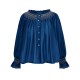 Cleopatra Blouse Cobalt Silk Cotton Sapphire with Vanilla Hand Smocking Edition 33 Cleopatra Blouse Cobalt Silk Cotton Sapphire with Vanilla Hand Smocking Edition 33