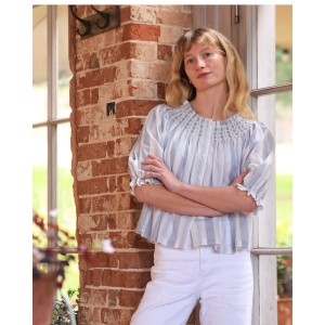 Cleopatra Blouse Maine Stripe with Seaside Hand Smocking Edition 39 Cleopatra Blouse Maine Stripe with Seaside Hand Smocking Edition 39