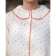 De Beauvoir Blouse Cherry Cheesecloth with Red Apple Embroidery De Beauvoir Blouse Cherry Cheesecloth with Red Apple Embroidery