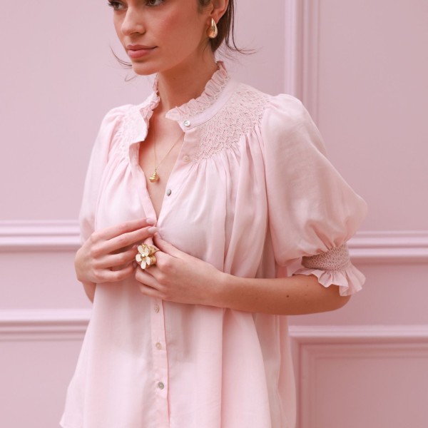 Scholl Summer Blouse Seashell Cotton Voile with Milk Hand Smocking Edition 67 Scholl Summer Blouse Seashell Cotton Voile with Milk Hand Smocking Edition 67
