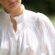 Scholl Women's Blouse White with Ivory Hand Smocking Scholl Women's Blouse White with Ivory Hand Smocking