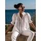 Scholl Women's Summer Blouse White with Ivory Hand Smocking Edition 9