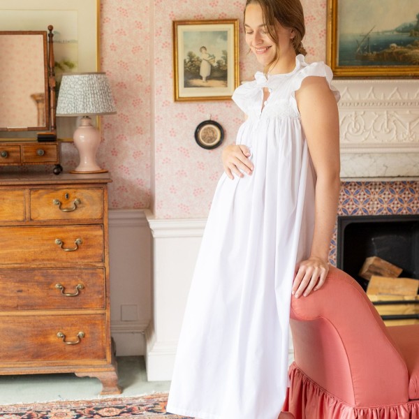 Mother Teresa Women's Nursing & Maternity Dress with Mermaid Tail Oyster Hand Smocking Mother Teresa Women's Nursing & Maternity Dress with Mermaid Tail Oyster Hand Smocking